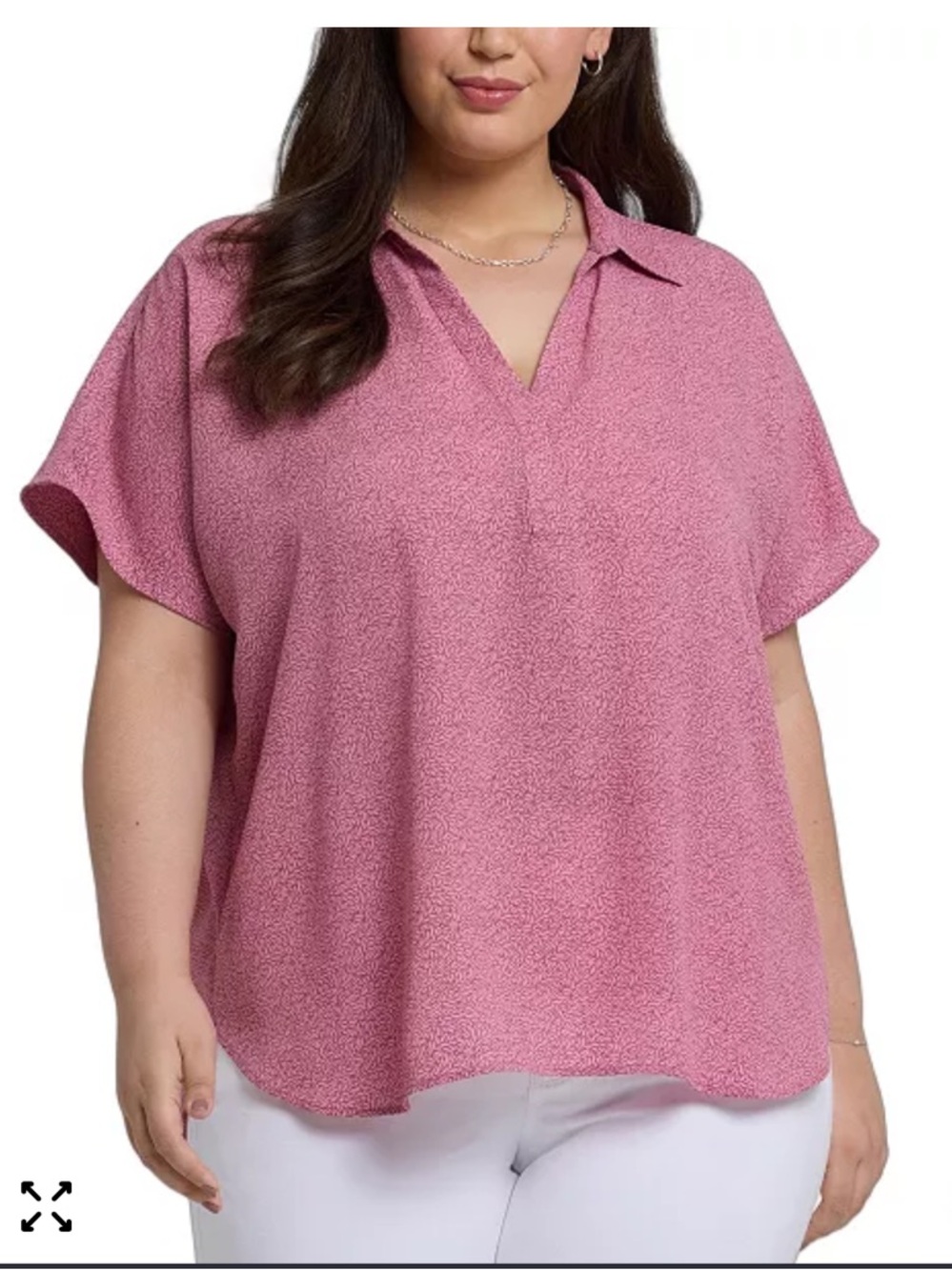 NYDJ Becky Short Sleeved Top 0X Pink Print NWT